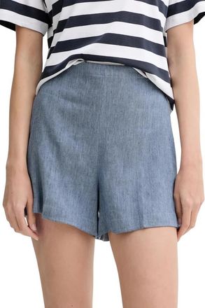 Theory Short Shorts - Dames - Bermuda - Blauw - 2XS - Linnen - Korte Broeken