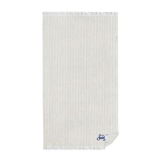 MC2 Saint Barth Home, Dames, Beige, ONE Size, Katoen, Foutas Seersucker Micro Embossed Gestreept Strandlaken