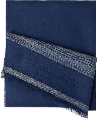 Brunello Cucinelli Linnen sjaal met geborduurd detail - Blauw