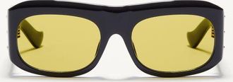 Valentino Occhiale Rettangolare In Acetato unisex NERO/GIALLO 57
