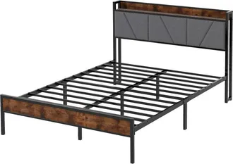 Levede Levede Heavy Duty Double Bed Frame Metal Platform with Storage Headboard 4FT6