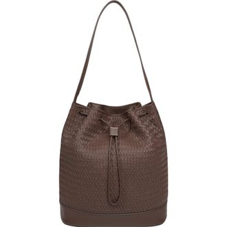 Vince Sarai Woven Leather Bucket Bag in Date at Nordstrom
