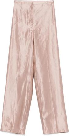 Loulou Studio Tailored Broeken - Dames - Wijde Broeken - Roze - S - Wol - Broeken
