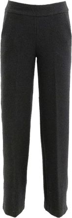 Avenue Montaigne Carla textured straight trousers - Black