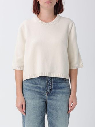 Alaia Maglia girocollo a maniche corte in misto cashmere con spalle scese