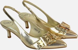 XY London Womens XY London Womens/Ladies Lexi Metallic Low Kitten Heel Court Shoes - Gold - Size: 7