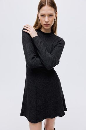 H&M Knitted Mini Dress in Dark Gray Melange at Nordstrom, Size Xx-Large