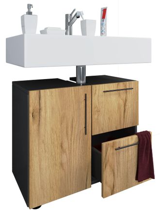 VCM Gabinete De Lavabo De Madera Vcm Gabinete De Ba&ntilde;o Dimensiones: Al. 51 X An. 61 X T. 32 Cm 1 Puerta Giratoria 2 Cajones Grandes Muebles Modernos De Ba&ntilde;
