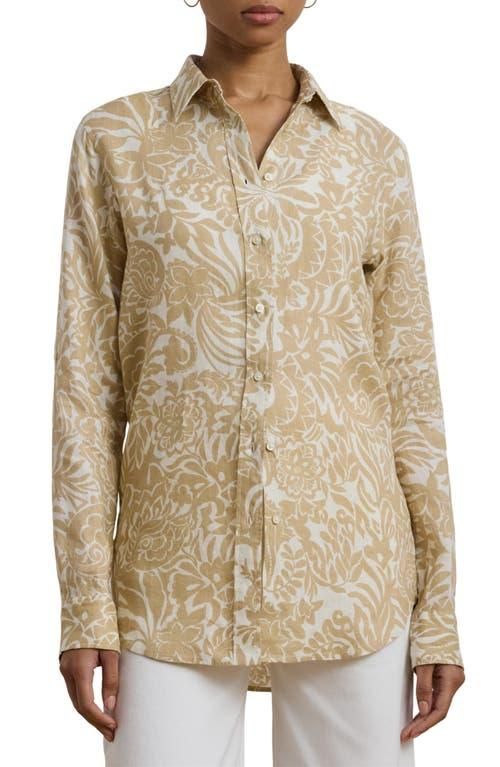売れ筋商品|||ラルフローレン カットソー トップス レディース Plus Size 100% Linen Roll-Tab Shirt Birch Tan Women's Lauren Ralph Lauren Plus-Size Linen Roll Tab–Sleeve