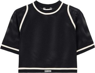 Palm Angels Logo Mesh Cropped Top - Dames - Sportshirts - Zwart - M - Fitness