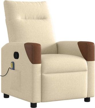 vidaXL Sillón de masaje reclinable de tela crema vidaXL