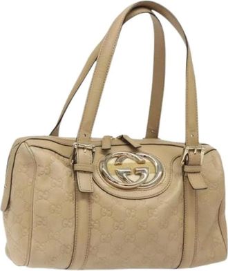 Gucci Pre-owned Handbags, female, Beige, Size: ONE SIZE Pre-owned Leather Handbag