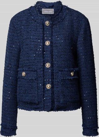 White Label Blazer in Bouclé-Optik mit Knopfleiste in Dunkelblau, Größe 34