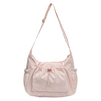 Generic Cymwer Stylish Nylon Crossbody Bag Pleated Tote Handbag Drawstring Shoulder Bag (Pink)