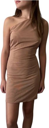 Bronx and Banco One Shoulder Mini Dress In Nude