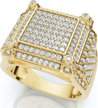 Pompeii3 1 1/2 Ct Diamond Mens Multi-Cluster Wide Ring in White or Yellow Gold