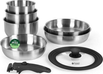 Russell Hobbs Juego De Utensilios De Cocina Russell Hobbs Rh04041 De Acero Inoxidable De 8 Piezas Con Sistema Smart Clip