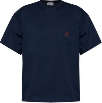 Versace T-Shirt met Zak - Heren - T-shirts - Blauw - M - Katoen - Tops