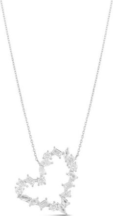 SHYMI Mixed Cubic Zirconia Open Heart Pendant Necklace in Silver at Nordstrom