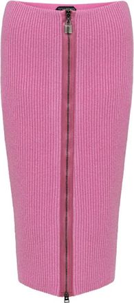 Tom Ford Gebreide Kokerrok met Rits - Dames - Midirokken - Roze - S - Wol - Rokken