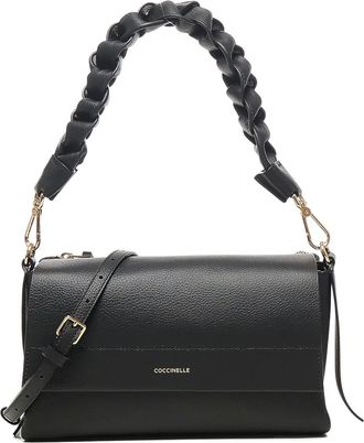 Coccinelle Borsa a spalla in pelle con manico intrecciato - Nero