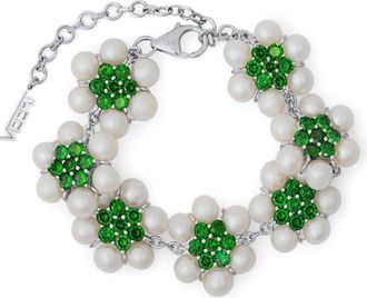 Veert Bracciale con perline a fiori - Argento