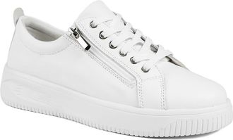 Jones Bootmaker Womens Anara Zip & Lace Leather Trainers - White - Size UK 6