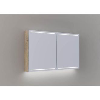 Thebalux spiegelkast type DeLuxe 70cm hoog, 2x deur, voorzien van schakelaar/stopcontact, indirecte LED in de onder-en bovenplaat, in de spiegelkast en bladver