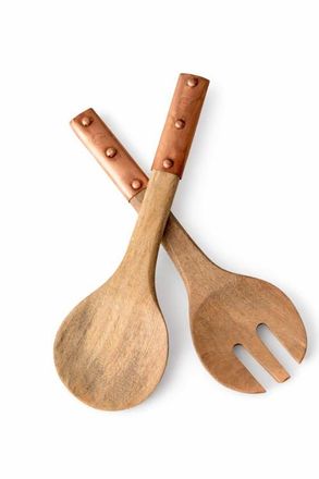 Coppermill Kitchen Vintage Inspired Wood Serving Utensils with Copper Strap Handles in Brown at Nordstrom