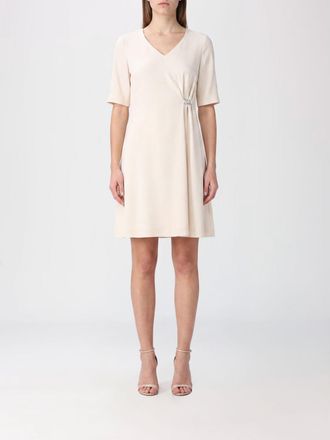 Herno A-Line V-Neck Mini Dress in Polyester with Metallic Ring Detail