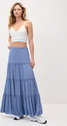 Twik Womens Crinkled ruffled-tier skirt