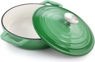 MegaChef 2 Quart Round Enameled Cast Iron Braiser Pan in Green at Nordstrom