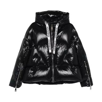 Khrisjoy Winter Jackets, female, Black, Size: 2XS Shiny Hooded Down Jacket