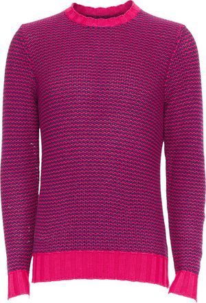 Drumohr pink violet cotton knit scallop collar crew sweater IT48 M