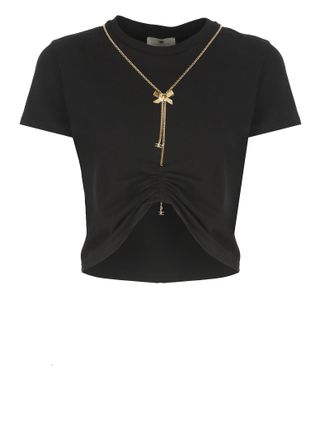 Elisabetta Franchi Logo Detail Cropped T-shirt