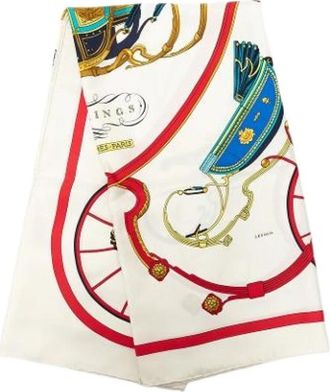 Herm&egrave;s Pre-owned Springs Scarf - Dames - Vintage Accessoires - Wit - ONE Size - Vintage
