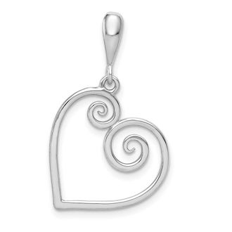 Diamond2Deal 14K White Gold Swirl Heart Pendant