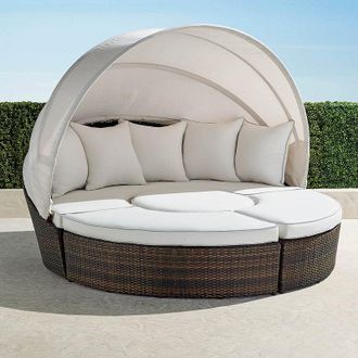 Frontgate Baleares Daybed in Bronze - Standard, Snow with Sailcloth Seagull Piping - Frontgate