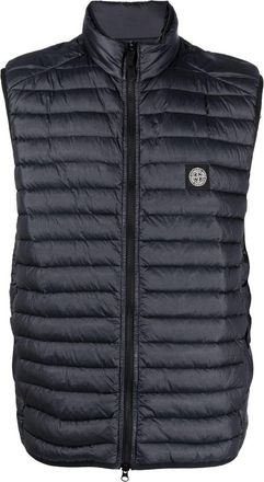 Stone Island Compass logo-patch padded gilet - men - Polyamide/Polyester/Polyamide/Feather Down - M - Blue