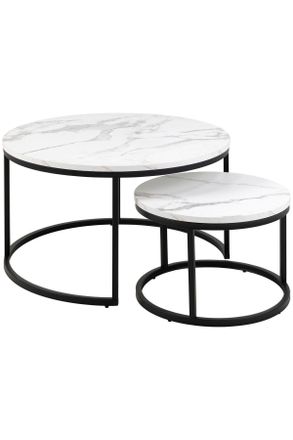 MID.YOU Mid.you Couchtisch, Schwarz, Wei&szlig;, Metall, Holzwerkstoff, rund, eckig, 80x45x80 cm, Wohnzimmer, Wohnzimmertische, Couchtische, Couchtische rund