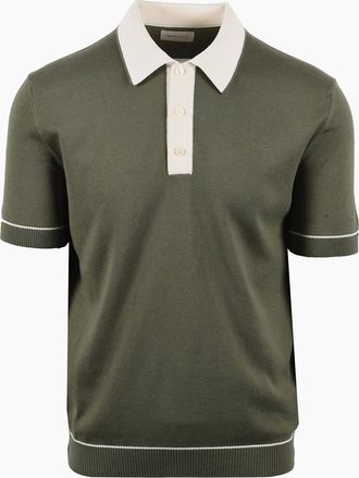 GANT Mens GANT COTTON MODAL KNITTED POLO DRY HERB GREEN - Tan - Size: 40