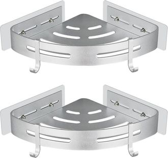 OEM Estante De Ducha De Esquina Adhesivo Sin Perforaciones, Estante De Almacenamiento Para Ducha De Esquina, Organizador De Ba&ntilde;o, Soporte De Aluminio Plat