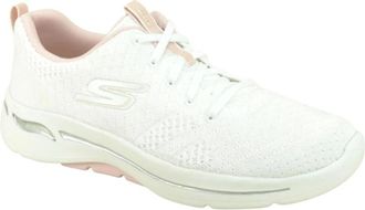 Skechers Witte en Roze Stoffen Sneakers - Dames - Sneakers - Wit - 42 EU - Schoenen