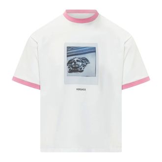 Versace Printed Cotton-Jersey T-Shirt - female - Versace - T-Shirts - White - 2XS - Tops
