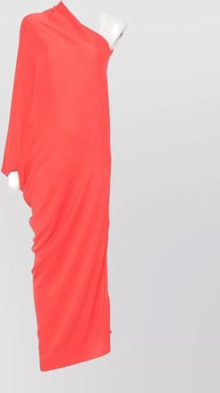 Cortana silk one-shoulder long-sleeve draped asymmetric-neck maxi dress