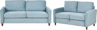 Beliani Beliani - Modern Upholstered 5 Seater Sofa Set with Storage Armrests 2 and 3 Seater Blue Mare