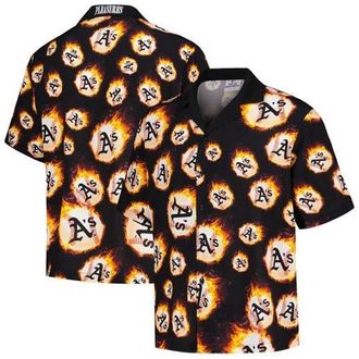 Pleasures Mens PLEASURES Black Oakland Athletics Flame Fireball Button-Up Shirt at Nordstrom, Size X-Large