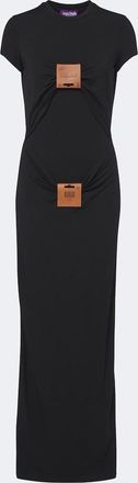 Jean Paul Gaultier Leather-trimmed jersey maxi dress