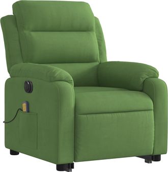 vidaXL Sill&oacute;n De Masaje Reclinable Elevable Terciopelo Verde Claro Vidaxl