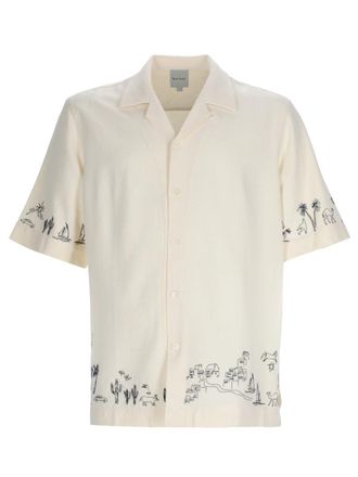 Paul Smith Neutrals Nautical Embroidered Short-Sleeve Shirt